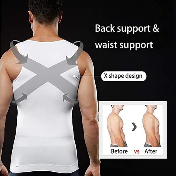 2-pack kroppsformare för män, bantande magväst, termisk kompressionsskjorta, ärmlös väst Grey XXL