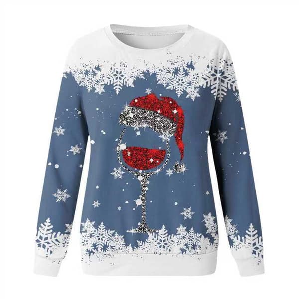Jul Tröja Dam, Rund Hals Långärmad Hoodie, Pullover - Blå - Storlek S Blå Blue S