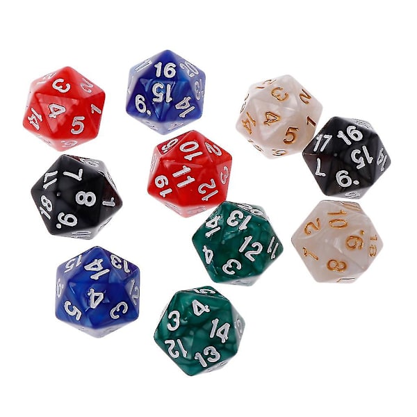20-sidet terning D20 polyedrisk sett for RPG bordspill - 10 stk