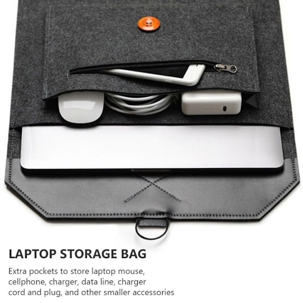 Laptop taske Case MØRK GRÅ 33X21CM - lager MørkegråLYB Dark grey 33X21cm