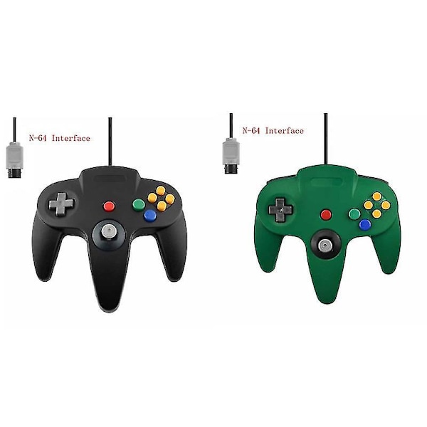 2-pak Klassisk Kablet N64 Controller Retro Spil 64-Bit Spil Controller Joystick Erstatningscontroller 19 2 pcs