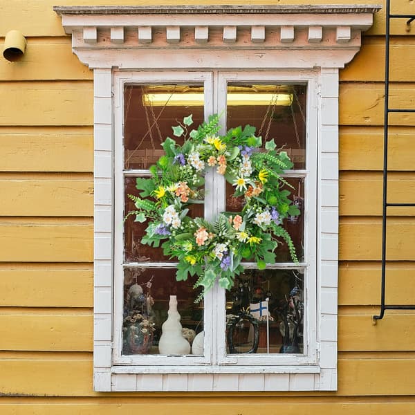 pc, konstgjord dörrkrans med gröna blad, (50 cm)