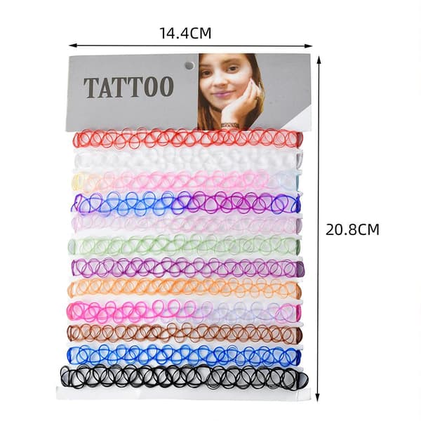 12-pak Choker Halskæde - One size D-12pcs