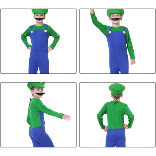 Super Costume Brothers Cosplay-asu Hieno Pukeutumisasu Halloween Karnevaaliasu Unisex Miehet Naiset Aikuinen Lapset Teinit L Children male green