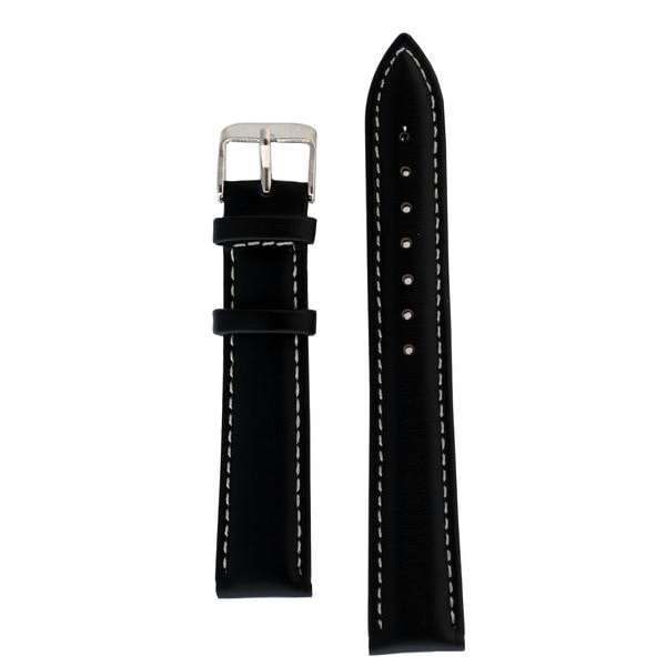 Vadderat läderarmband 18/20/22/24 mm Svart Black 18 mm