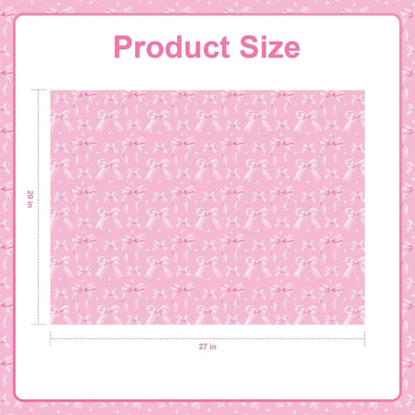12 ark rosa presentpapper med rosetter, sött rosa presentpapper, DIY-hantverk, vackert presentpapper för födelsedagar och Alla hjärtans dag.