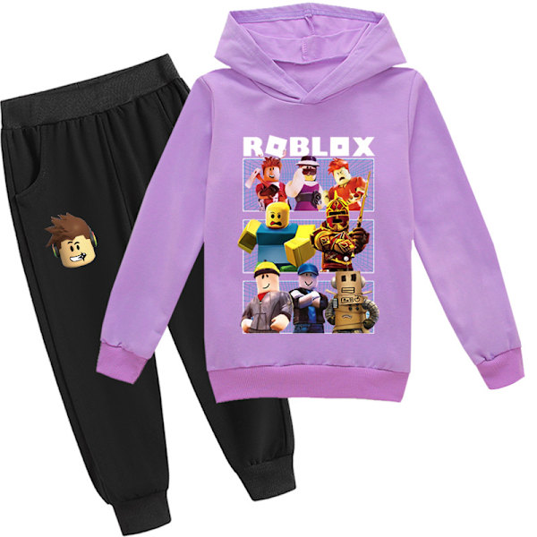 Roblox Hoodie for Barn - Varmt Hoodie Klær med Roblox Trykk Purple 150cm