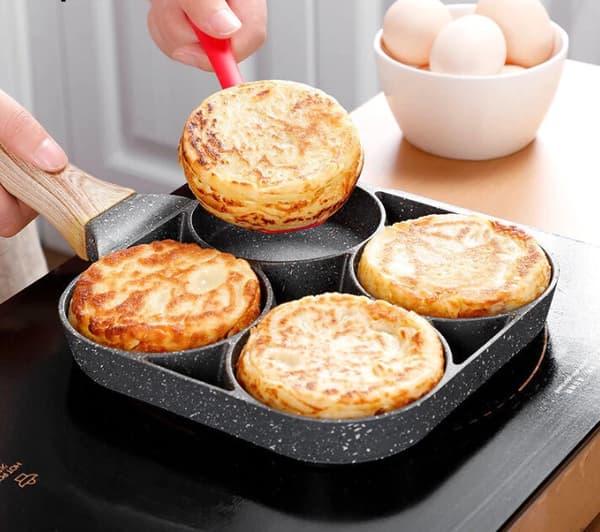 Stekepanne for pannekaker, egg, pannekaker, pannekaker, 4 rom