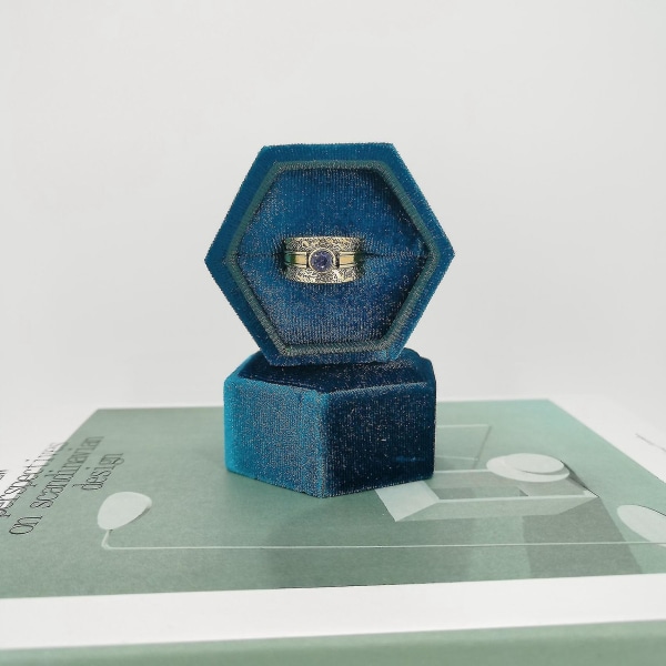 Bohemisk ametistlegering Inlagd ädelstensring Smyckeskrin med 10 st