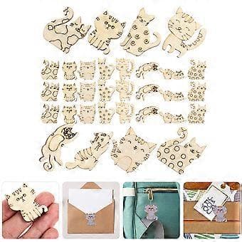 50 stk. Træ Scrapbooking Kat DIY Håndlavede Håndværk DIY Træplader Kat Modellering Træudskæringer