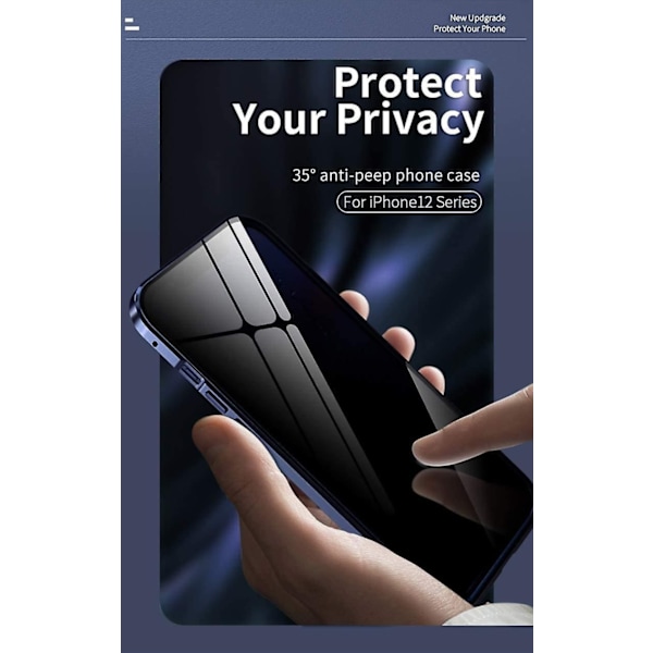 Anti-kig Iphone 12 Pro Max Cover med Stærk Magnetisk Adsorption Kameralinse Beskytter Metal Ramme 360 Fuld Krops Beskyttende Dobbeltsidet Gl Sort Black iPhone12Promax