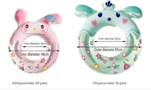 Oppustelig Cirkel Pailletter Svømmering Redningsbøjer til Børn Piger Baby Lysende Søde Flydende Seng Pool Sommerlegetøj Rabbit 60#