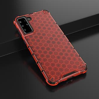 För Samsung Galaxy S21+ 5G Honeycomb PC+TPU Skal Red