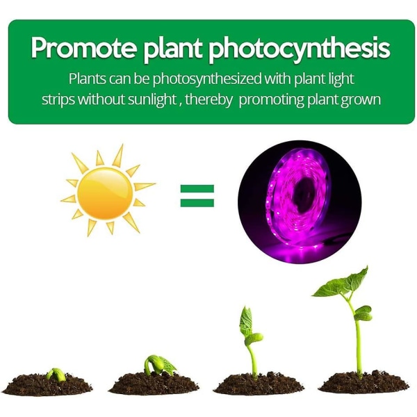 3m Hagebruk LED Fullspektrum USB Vekstlys, Innendørs/utendørs plantevekst LED-stripe, Plantevekstlampe for blomster/barnehage drivhus hage