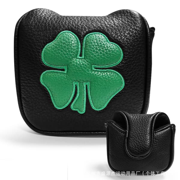 Golf Grön Vit Shamrock Golf Huvudskydd Magnetisk Mallet Putter Klubbskydd black