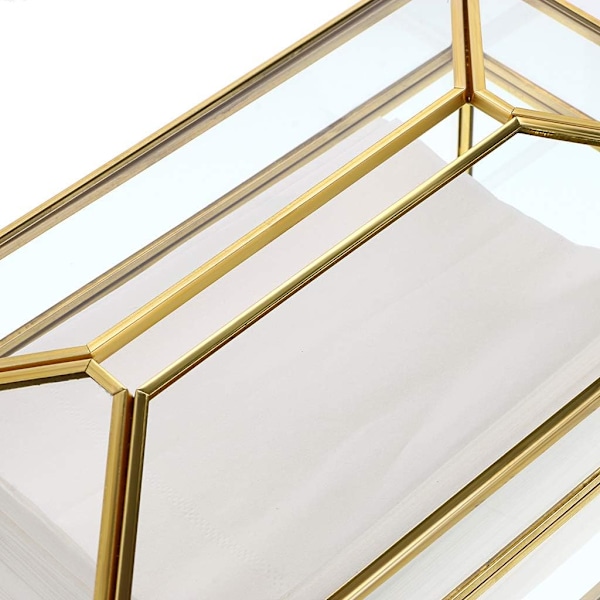 Rektangulær transparent cellofan servietboks dekorativ glas serviet O