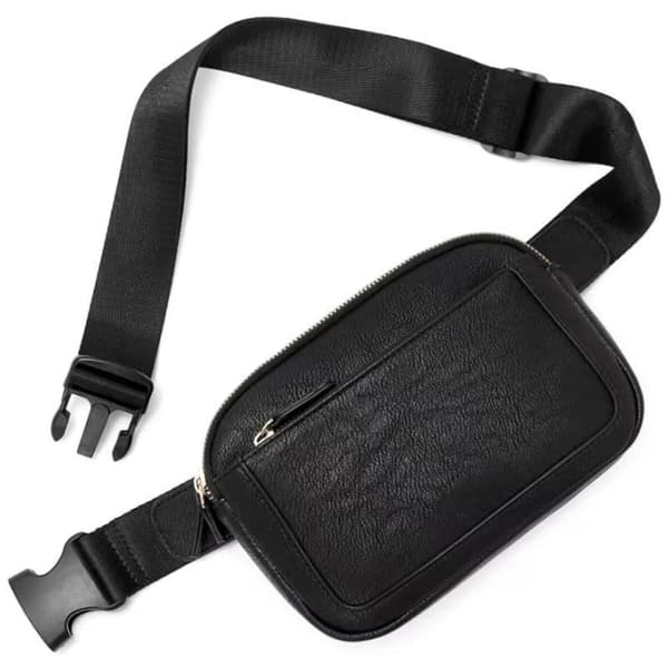 Dam PU Läder Bältesväska Crossbody Midjeväska Resväska black