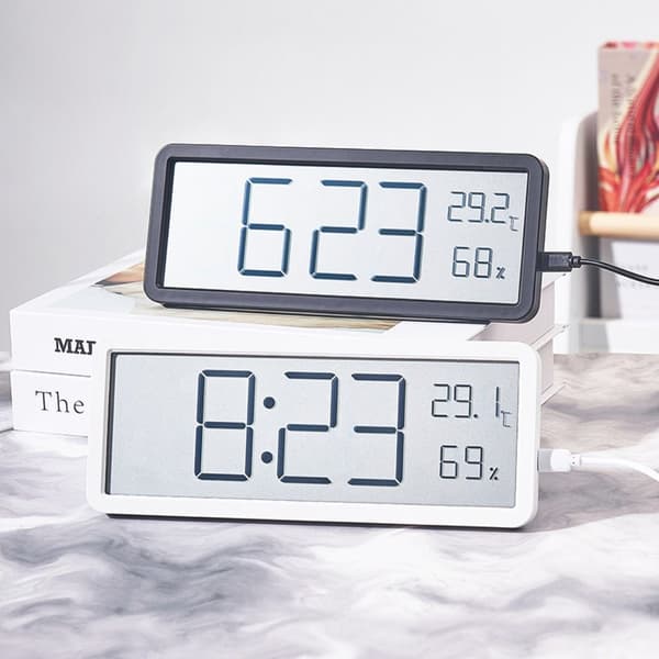 Digital Väggklocka Fuktighetsdisplay Elektronisk Klocka SVART Black