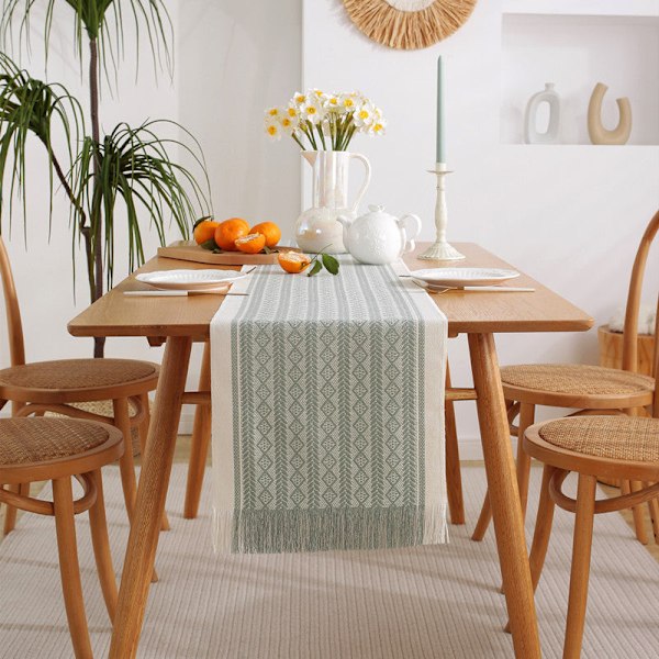 Håndlaget frynsete bordløper amerikansk jacquard bordløper duk bordduk kommodetrekk håndkle dekorativ støvtett duk Hjortedesign Deer 33*240