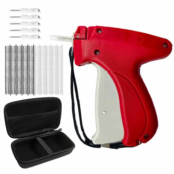 Mini-tikkuheftpistoolisetti vaatteille, Stitchy Quick -vaatteidenkorjaustyökalu 6 ohuella neulalla, 1000 kiinnikkeellä ja laukulla Red