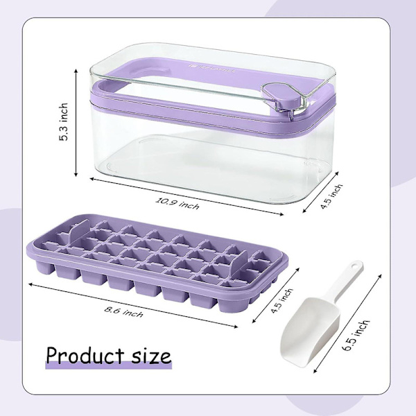 SDIGV Isbitsform med Lock och Behållare, 2-pack för Frys, 64 st Isbitsform (Grön) Purple