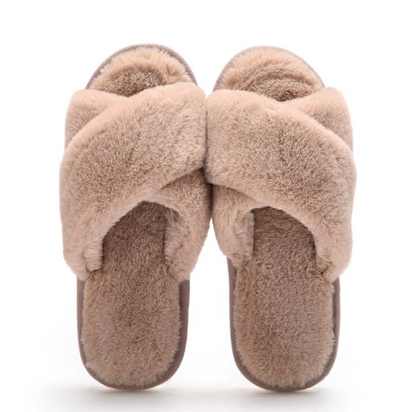 Damtofflor Minnesskumtofflor Plyschtofflor Vinter Hemtofflor Khaki 38-39