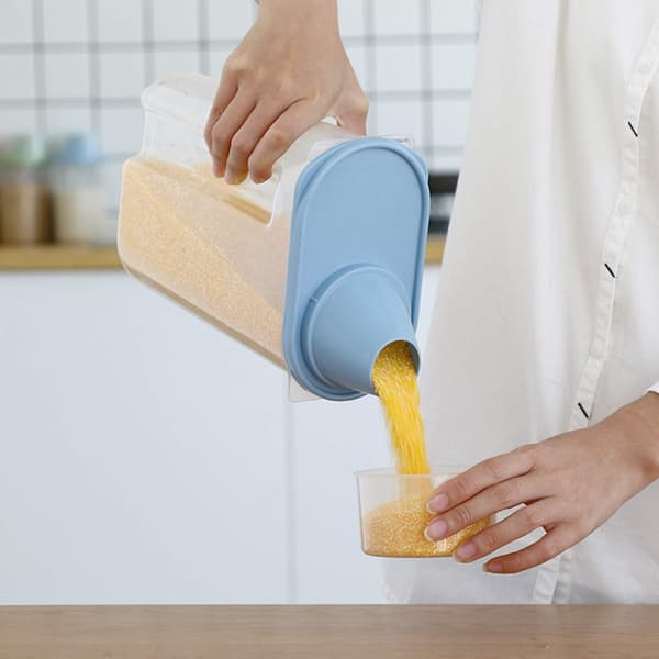 Cereal Storage Container, 1.9L lufttäta matförvaringsbehållare, med pip, torr matbehållare med måttkopp