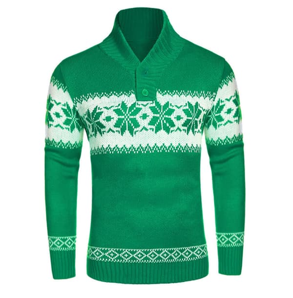 Långärmad stickad jultröja för män, grön Green L