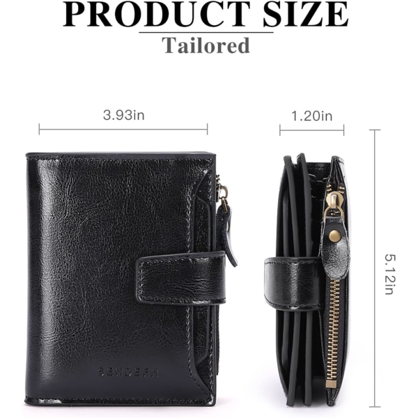 Damplånbok Smal myntplånbok i äkta läder Damplånbok med dragkedja och multi Anti RFID-blockerande korta plånböcker svart black