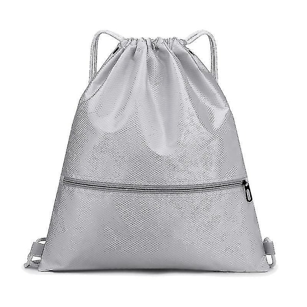 Unisex Dragskoväska Sport Gym Dagväska Simning Skolryggsäck Strand Rese Shoppingväska Grå Stor Gray Large Large