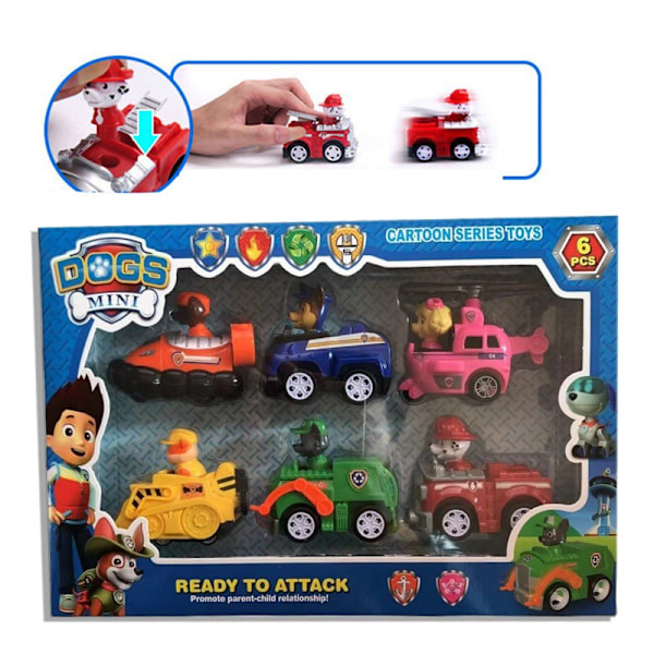 6 st/set Paw Patrol Valp Actionfigurer Dra Tillbaka Bil Leksak - WELLNGS.