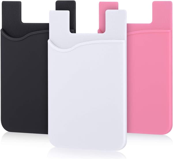 3-pak Universal Mobilpung/Kortholder - sort, hvid, pink C