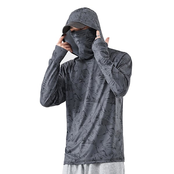 Unisex Solskyddskläder Bekväm Långärmad Solskyddskappa för Vandring Mörkgrå Dark Grey L