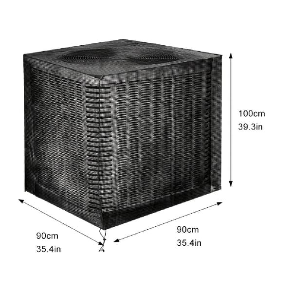Fuldinddækket Airconditionovertræk Sort Mesh Udendørs med Ventilationsdesign, Kølebeskyttelse. Velegnet til Vindues AC-enheder 80*80*90cm