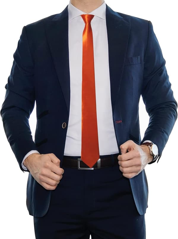 Slips för män, enfärgad halsduk för män, bröllop, affärer, formella slipsar Orange