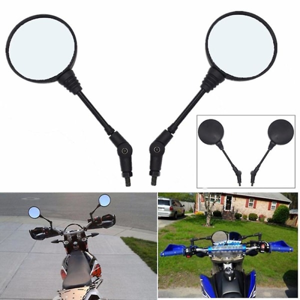 Qx 2st 10 mm backspegel Motorcykel sidospeglar Custom Black Universal hopfällbar motorcykelspegel