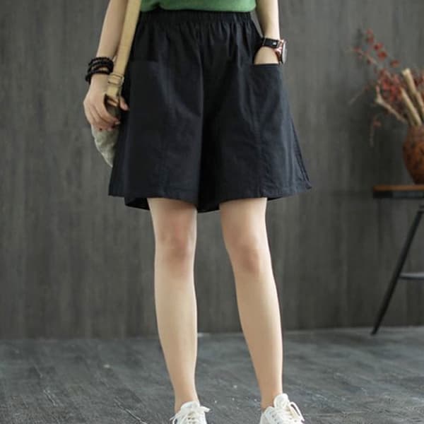 4 stk. afslappede shorts til kvinder, elastiske strandshorts til sommer. M