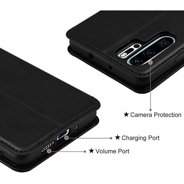Etui til Huawei P30 Pro (6,47\") i praktisk lommebokform med magnetisk flik Svart Svart