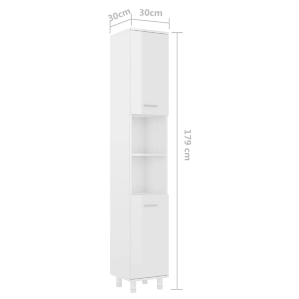vidaXL Badeværelsesskab Hvid Højglans 30x30x179 cm Konstrueret Træ Vit White