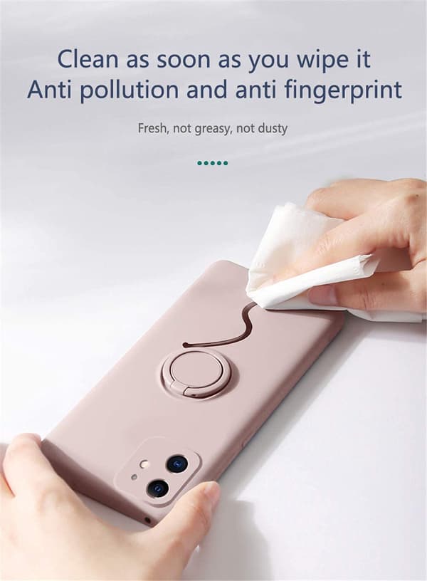 Kompatibel med iPhone-deksel, flytende silikon, med ringholder, avtakbar håndleddsstropp, magnetisk bilholder, støtsikker Sandy pink iPhone14pro