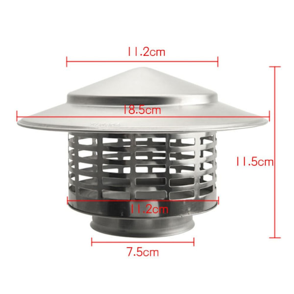 Ventilert Skorsteinshette 75MM 75mm