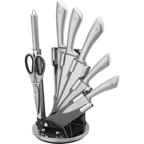 Knivsett med roterende stativ - 7 deler Silver Silver