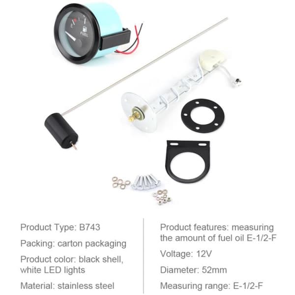 52mm Universal Bränslenivåmätare LED Digital E-1/2-F Räckvidd Met