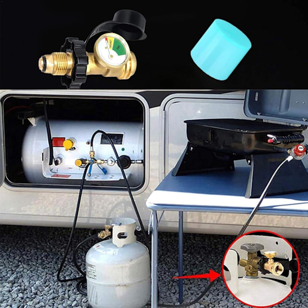 Propan Gas Mätare - Propan Tank Adapter med Mätare - Grill Propan Mätare, Läckagedetektor Tryckmätare för Husbil, Cylinder, Grillning, Värmare