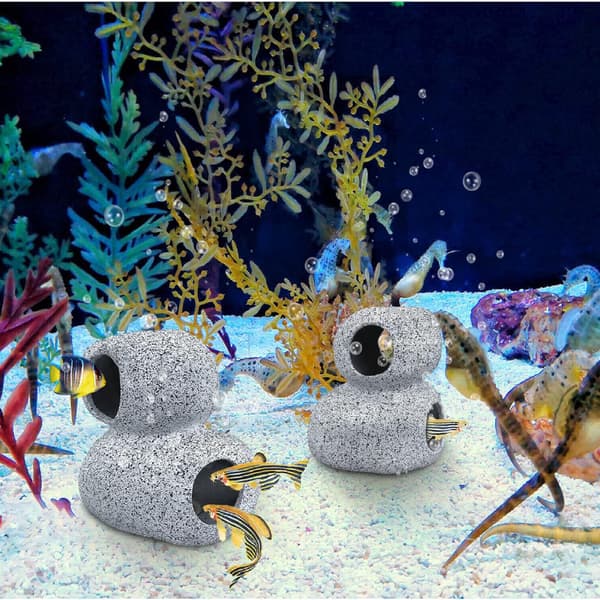 (Double Layer) Aquarium Decoration Accessories, Aquarium Decor Stone Caves Betta Fish House Hiding Place