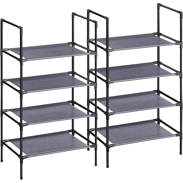 4-Tier Shoe Rack, Set of 2, Shoe Stand, Metal Frame Shoe Storage, Non-Woven Fabric Shelves, for Hallway