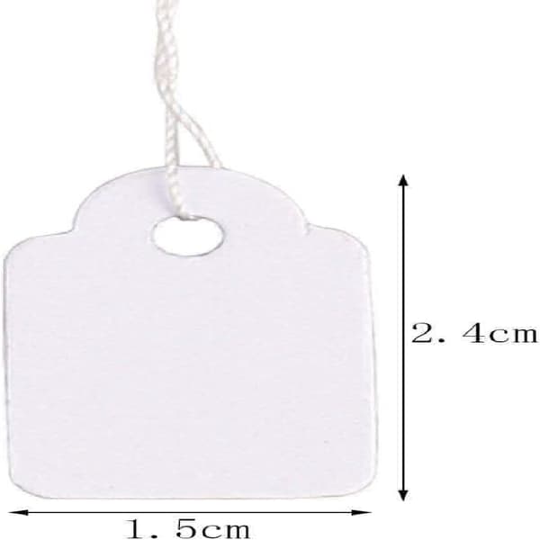 500 st smyckesprislappar, prislappar, vita etiketter med snöre 1.3*2.3cm