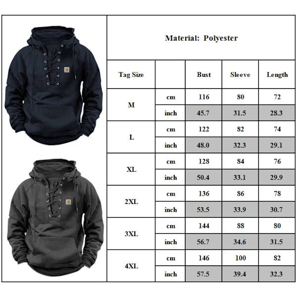 Herremode Casual Strop Top Lomme Ensfarvet Hættetrøje Langærmet Top Sort Black 4XL