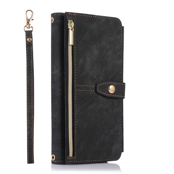 Etui til Samsung Galaxy, lynlås flip læder grøn black S22
