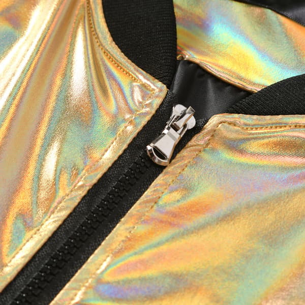 Metallisk Jacka Herr 70-tals Disco Party Varsity Jacka guld gold M